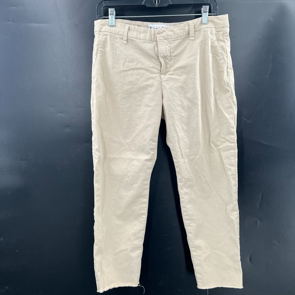 Frank & Eileen wicklow khaki pants ankle chino preppy raw hem cream 8 READ ALTER